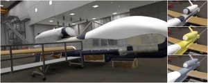 Virtual Reality Global Hawk Aircraft in Primer, Base Coat, and Top Coat Stages